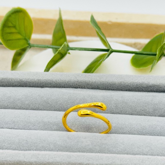 925 Sterling Silver Waterdrop Design Open Ring, Unisex Hand Accessory. - Picture 7 of 16